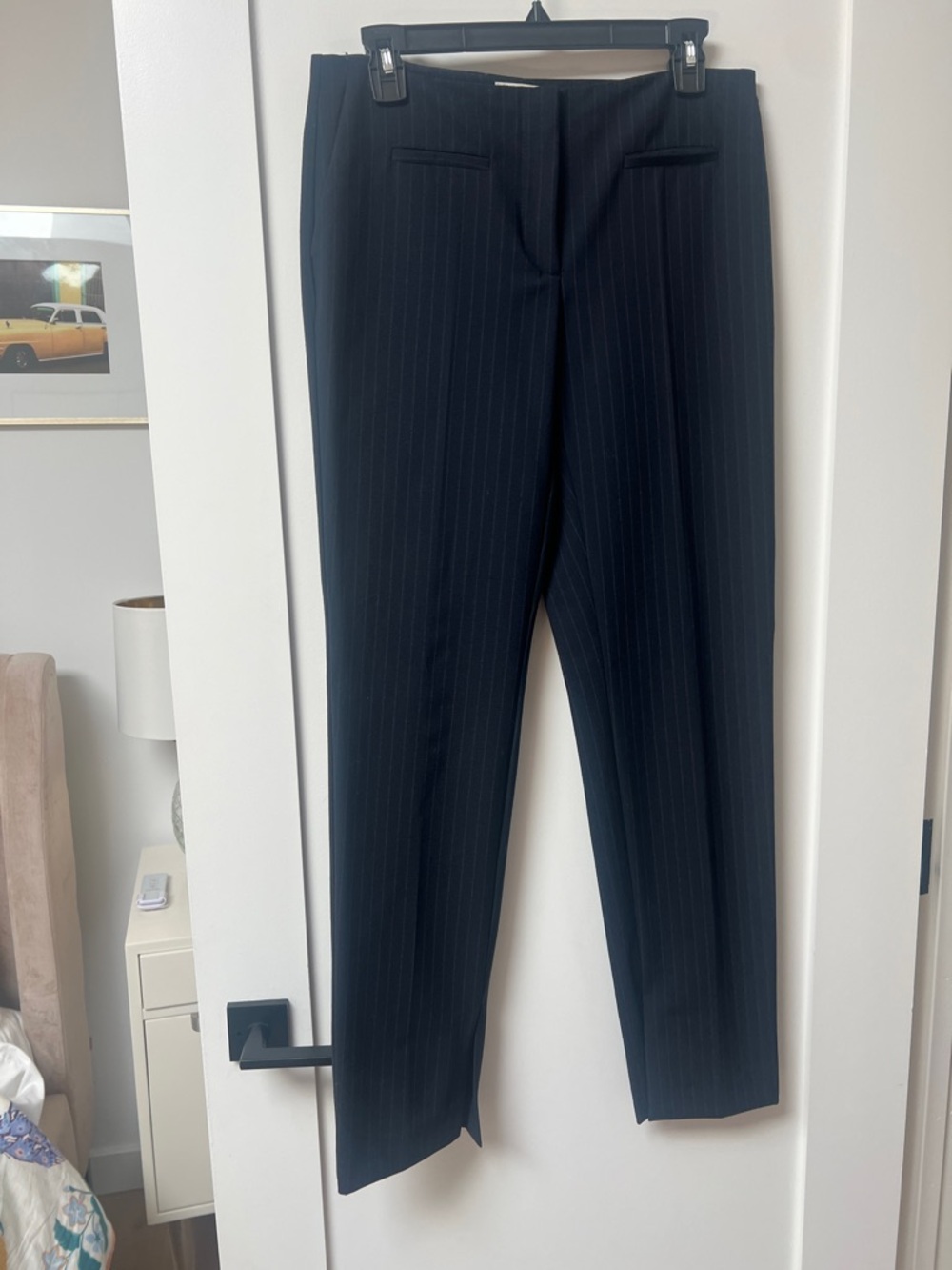 Ottod’Ame Classic Pinstripe Dress Pants - Navy with subtle pinstripes.